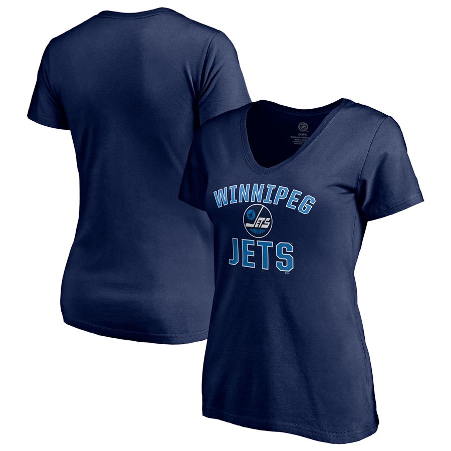 Winnipeg Jets Fanatics Branded Women's Special Edition Victory Arch V-Neck T-Shirt - Navy