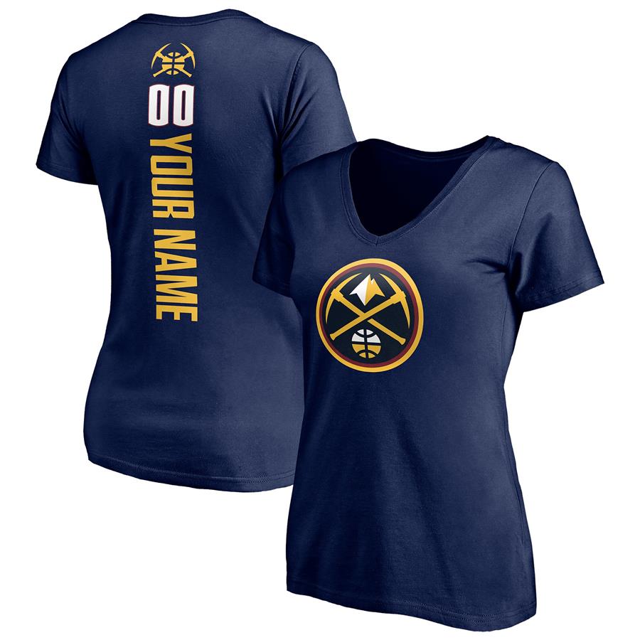 Denver Nuggets Fanatics Branded Women's Playmaker Personalized Name & Number V-Neck T-Shirt - Navy