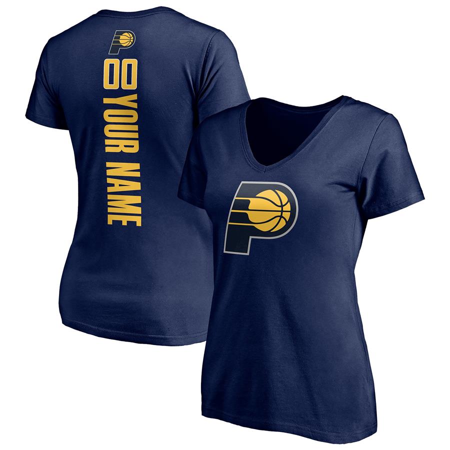 Женская футболка с V-вырезом Indiana Pacers Fanatics Branded Playmaker Personalized Name & Number (тёмно-синий)