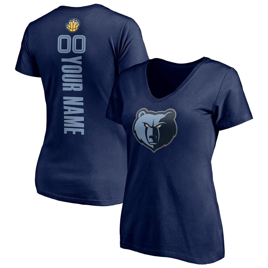 Женская футболка с V-вырезом Memphis Grizzlies Fanatics Branded Playmaker Personalized Name & Number (тёмно-синий)