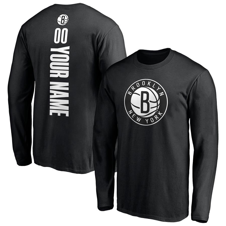Brooklyn Nets Fanatics Branded Playmaker Personalized Name & Number Long Sleeve T-Shirt - Black