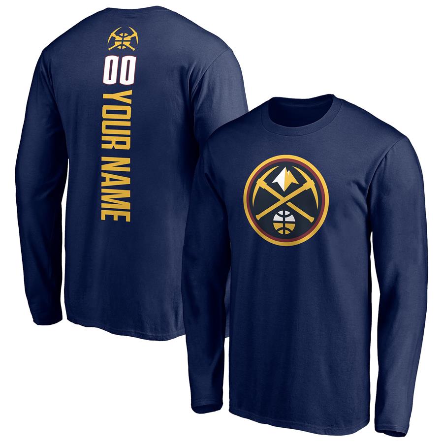Denver Nuggets Fanatics Branded Playmaker Personalized Name & Number Long Sleeve T-Shirt - Navy