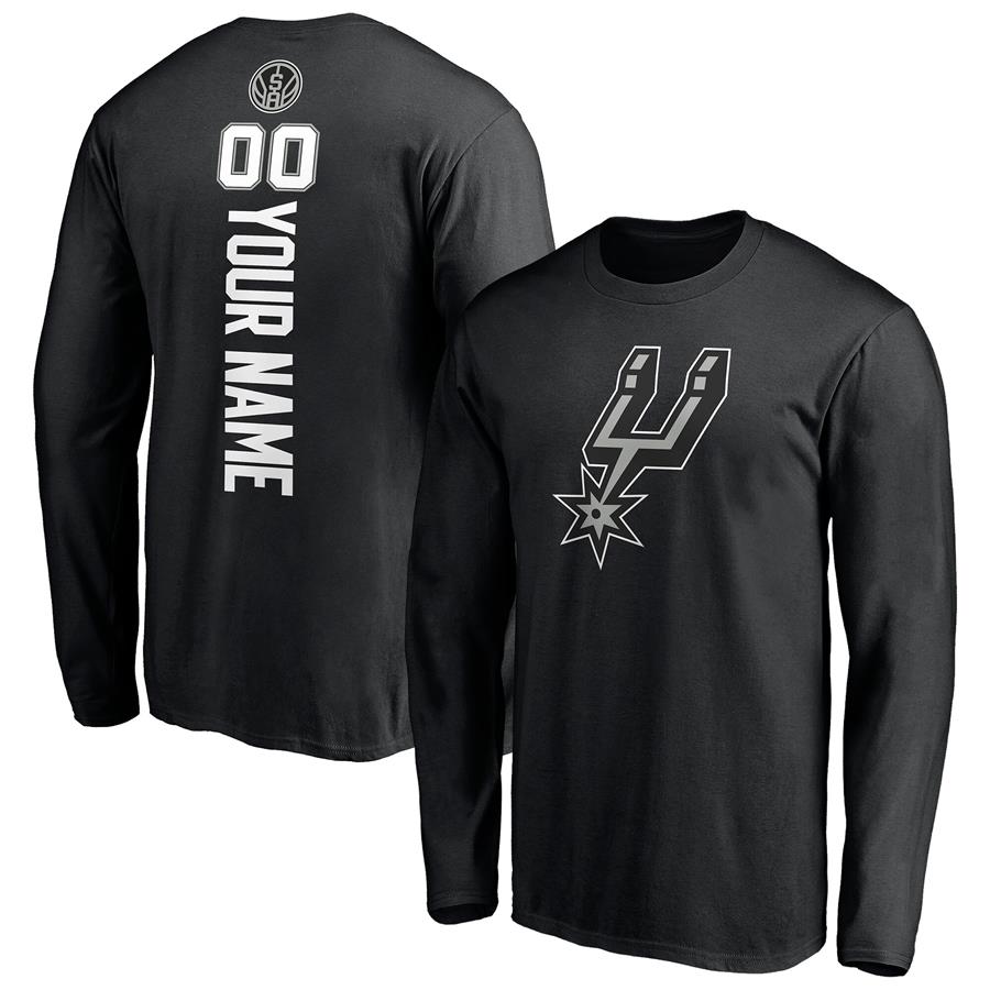 San Antonio Spurs Fanatics Branded Playmaker Personalized Name & Number Long Sleeve T-Shirt - Black