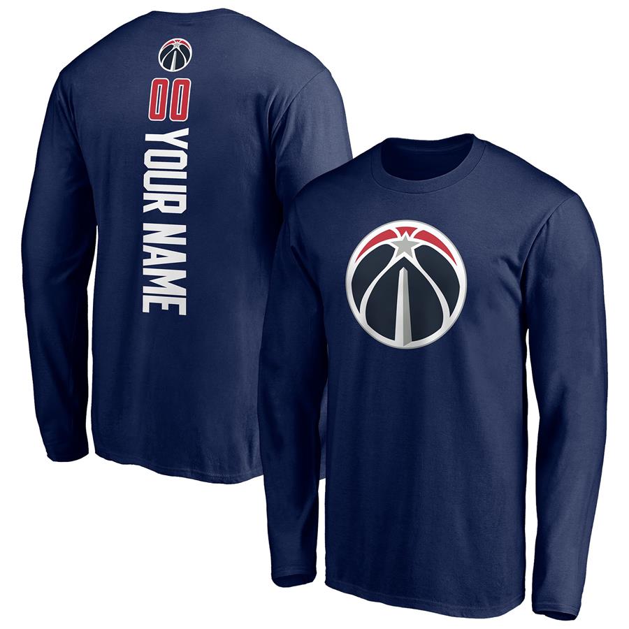 Washington Wizards Fanatics Branded Playmaker Personalized Name & Number Long Sleeve T-Shirt - Navy