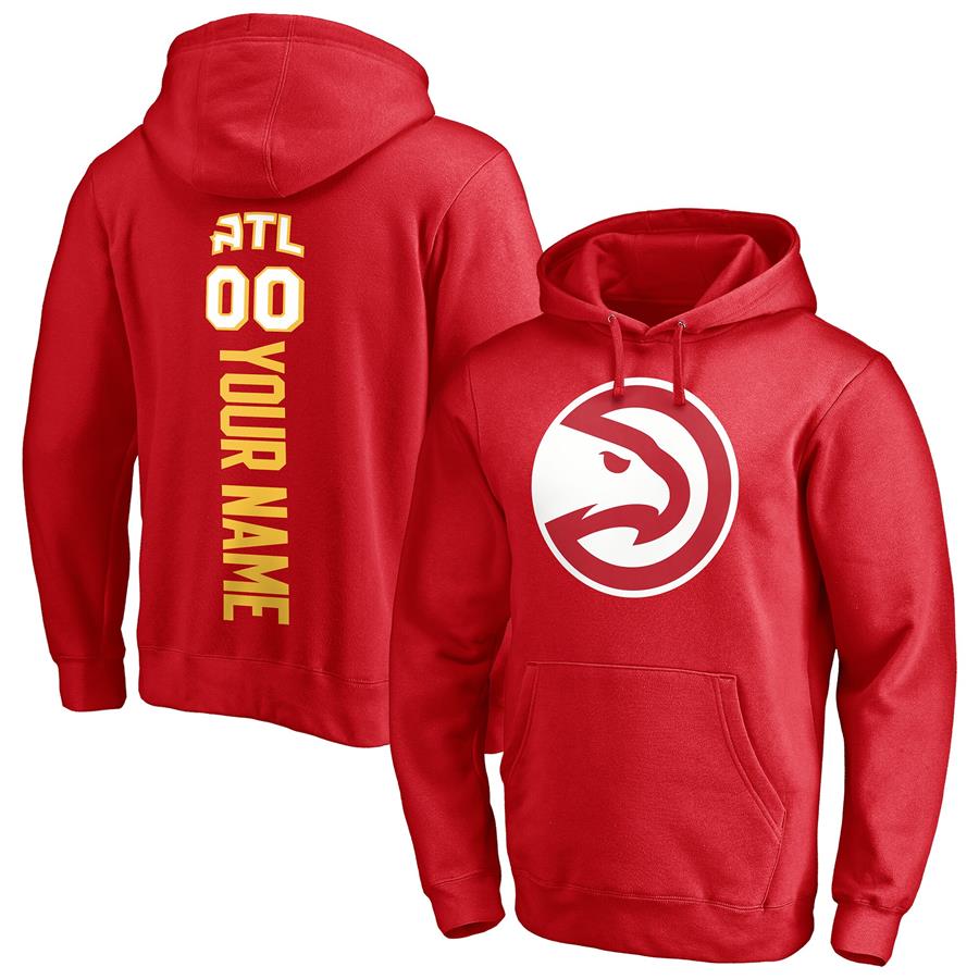 Atlanta Hawks Fanatics Branded Playmaker Personalized Name & Number Pullover Hoodie - Red