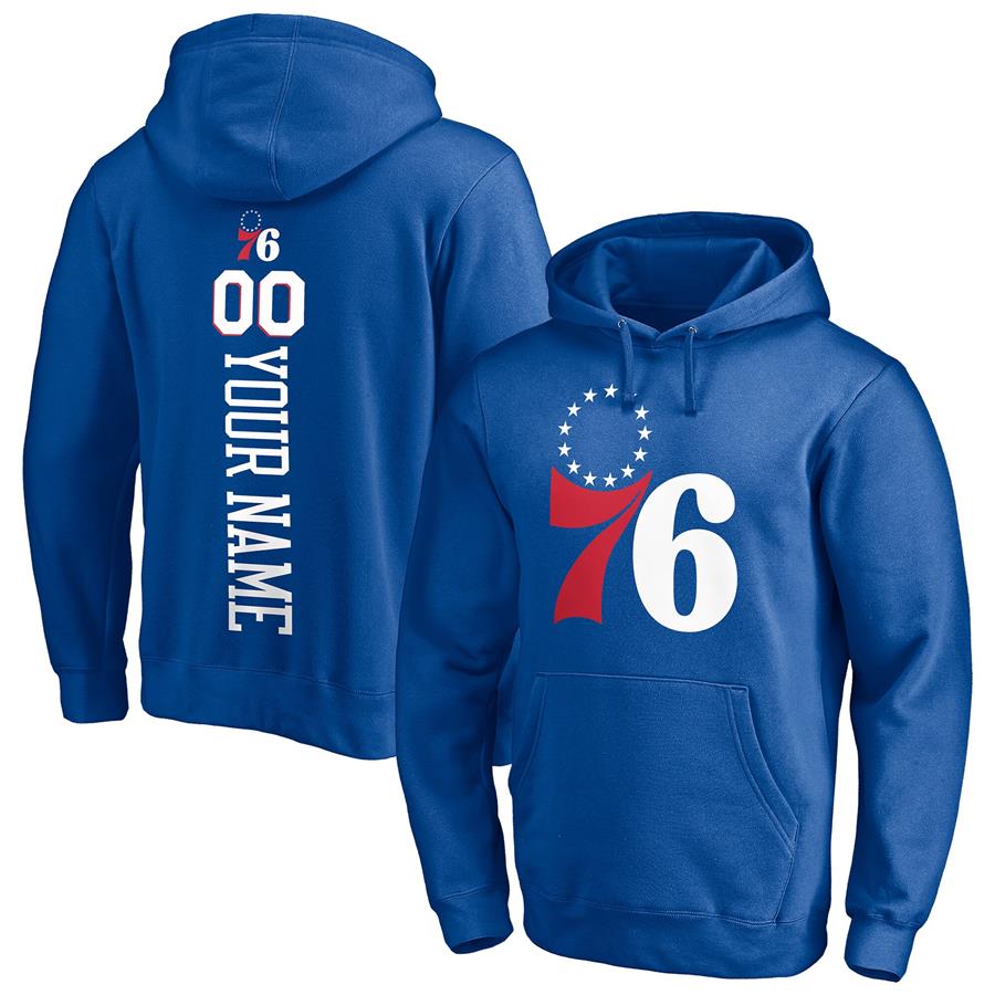Philadelphia 76ers Fanatics Branded Playmaker Personalized Name & Number Pullover Hoodie - Royal
