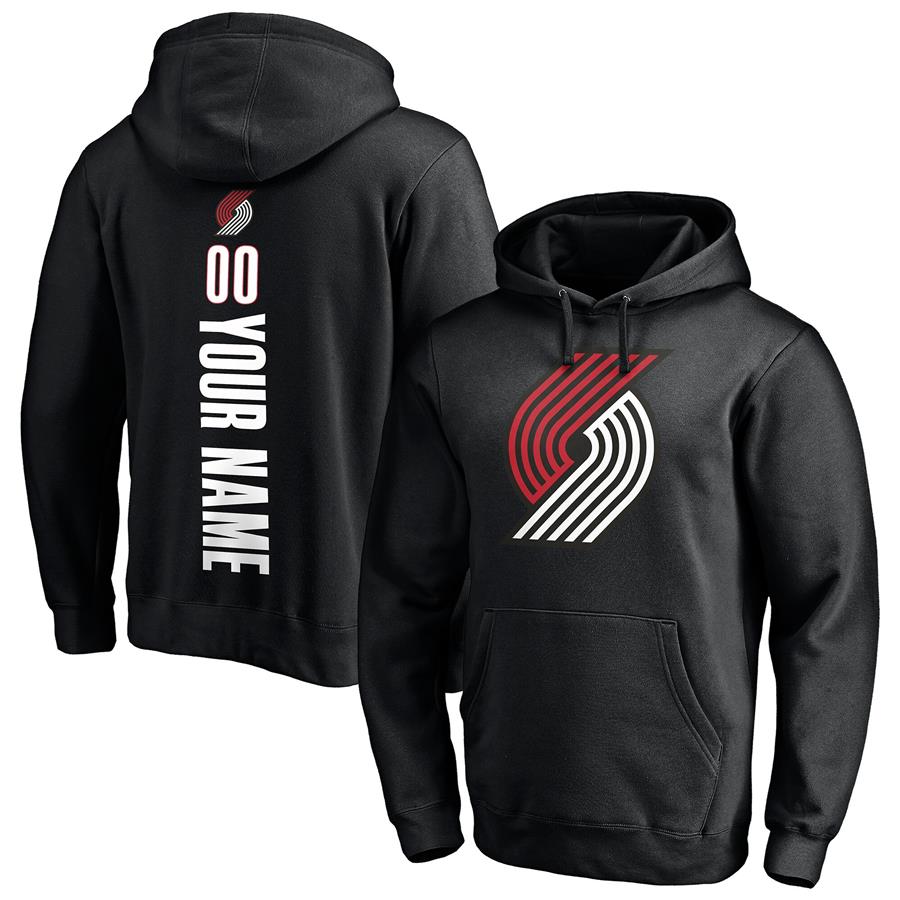 Portland Trail Blazers Fanatics Branded Playmaker Personalized Name & Number Pullover Hoodie - Black