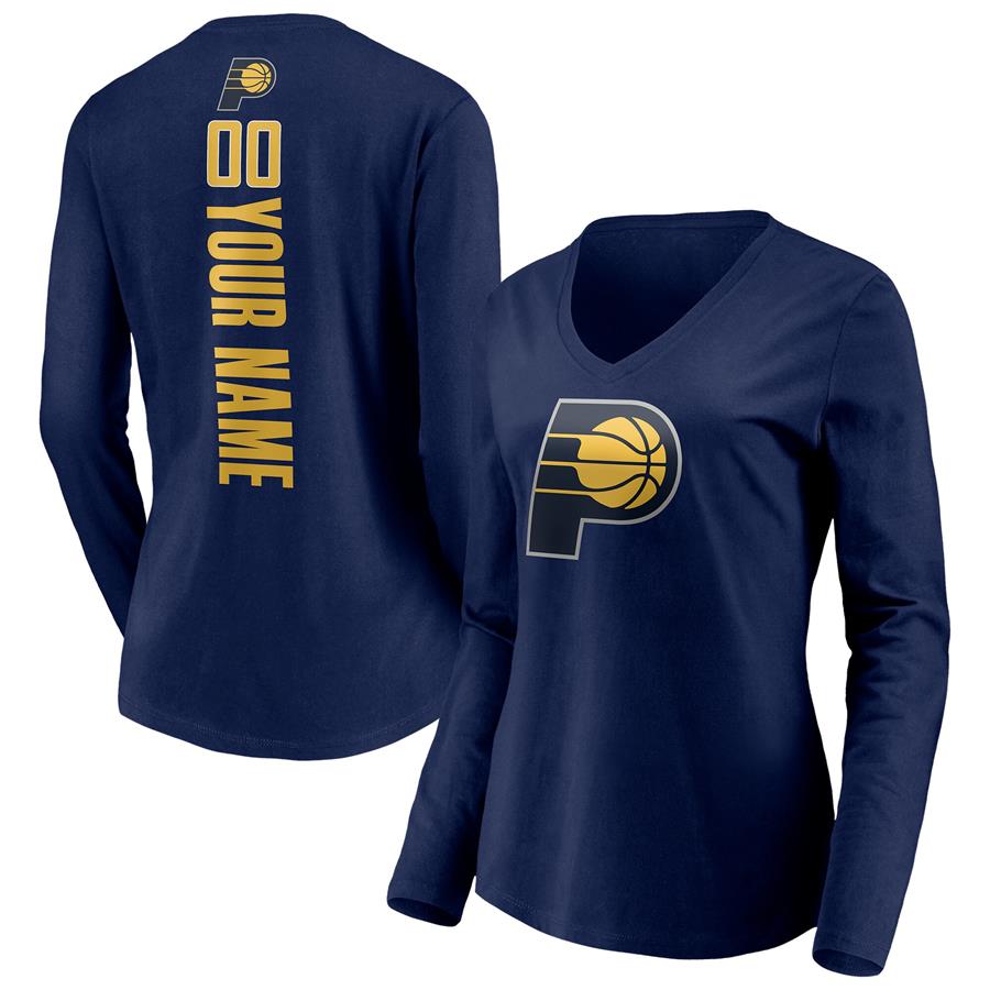 Женский лонгслив с V-вырезом Indiana Pacers Fanatics Branded Playmaker Personalized Name & Number (тёмно-синий)