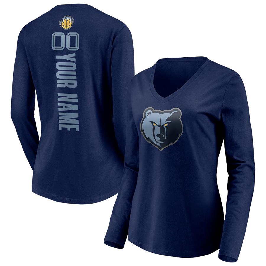 Женский лонгслив с V-вырезом Memphis Grizzlies Fanatics Branded Playmaker Personalized Name & Number (тёмно-синий)