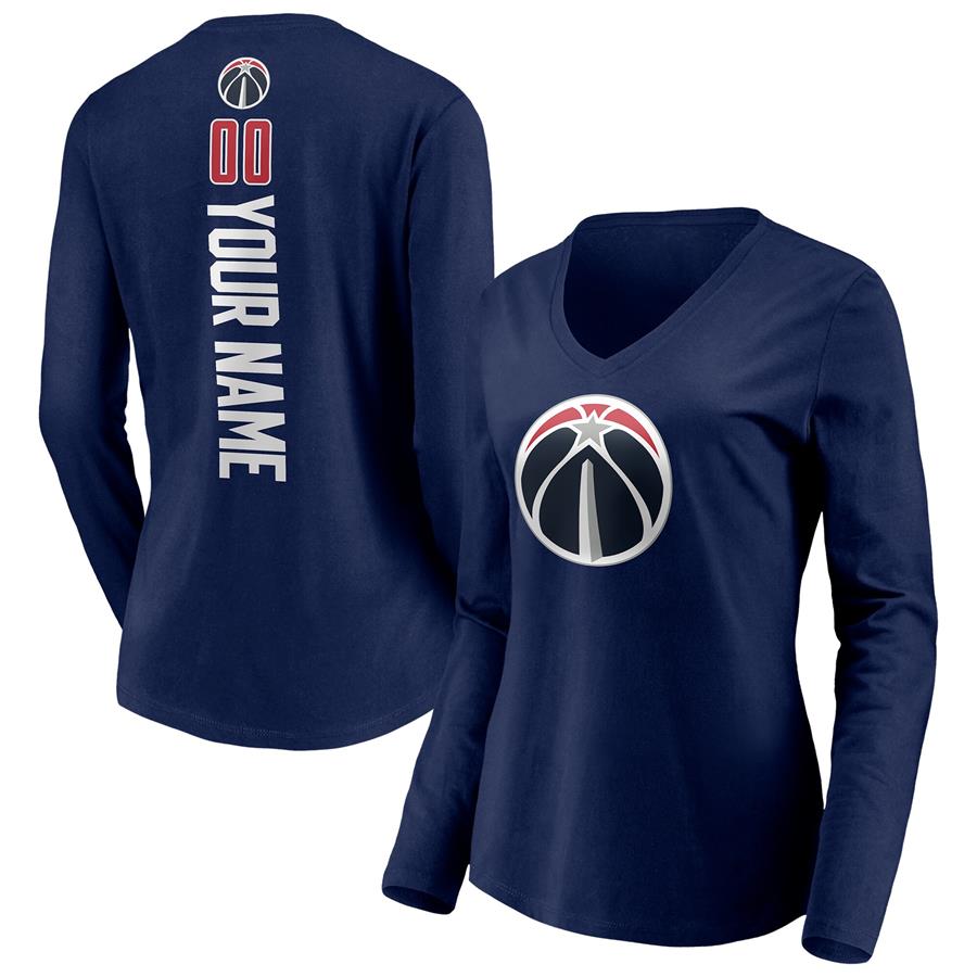 Washington Wizards Fanatics Branded Women's Playmaker Personalized Name & Number Long Sleeve V-Neck T-Shirt - Navy