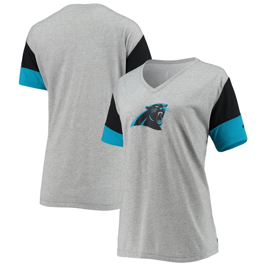 Carolina Panthers Nike Women's Performance V-Neck T-Shirt - Charcoal