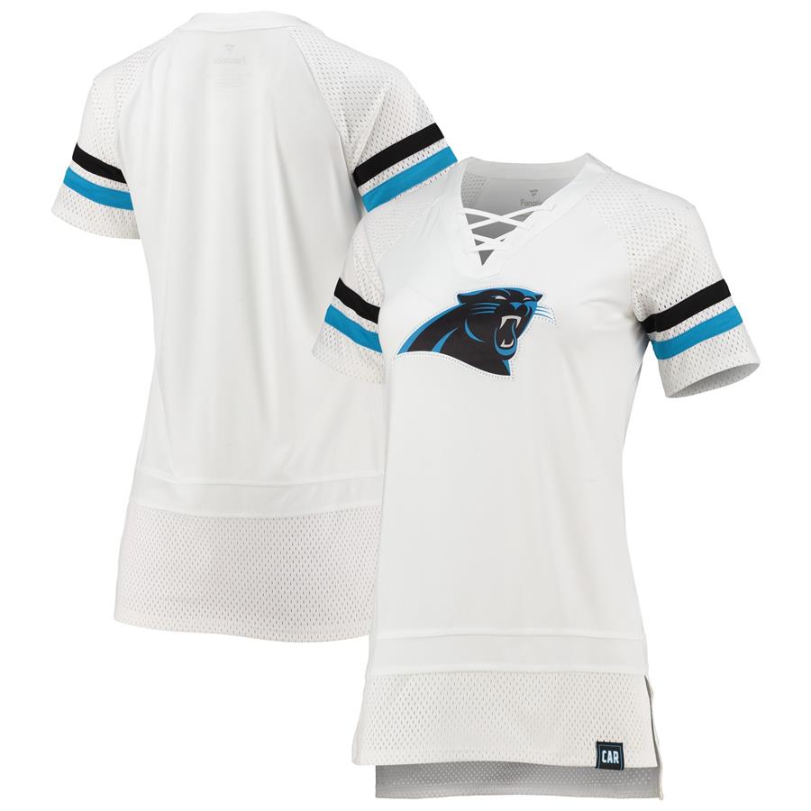 Carolina Panthers Fanatics Branded Women's Draft Me Jersey V-Neck Raglan T-Shirt - White