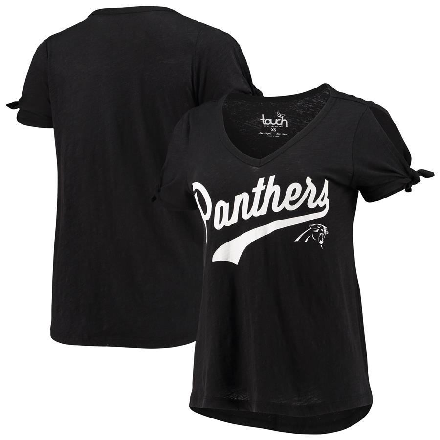 Carolina Panthers Touch by Alyssa Milano Women's First String V-Neck T-Shirt - Black
