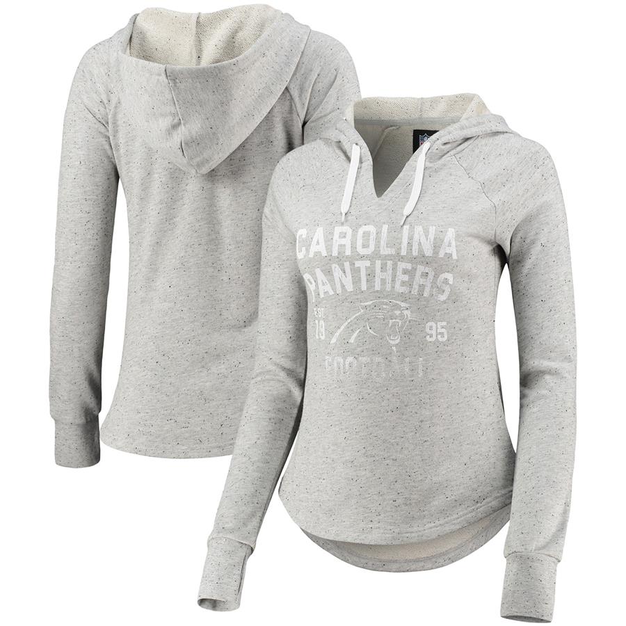 Carolina Panthers G-III Sports by Carl Banks Women's Touchdown Raglan Pullover Hoodie - Gray