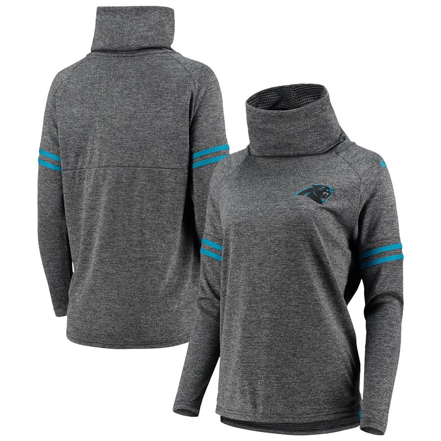 Carolina Panthers Nike Women's Vault Funnel Neck Raglan Performance Long Sleeve T-Shirt - Heather Black