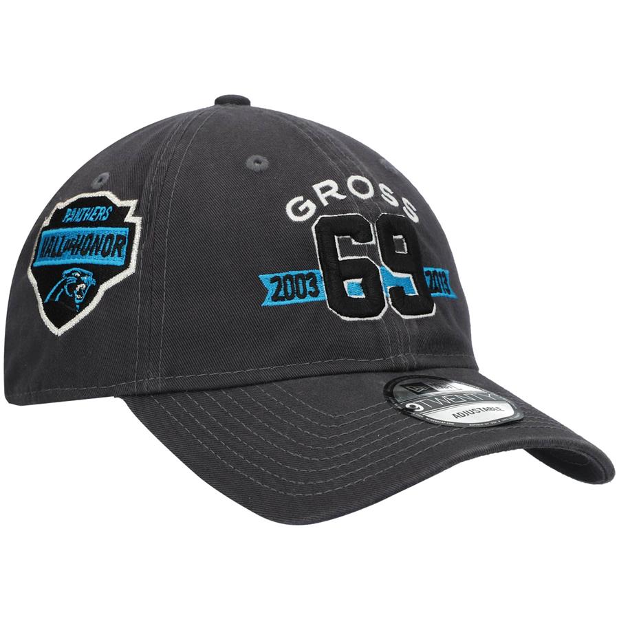 Jordan Gross Carolina Panthers New Era Hall of Honor Player 9TWENTY Adjustable Hat - Charcoal