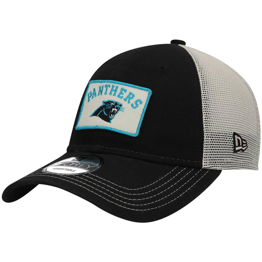 Carolina Panthers New Era Badge Trucker 9FORTY Snapback Hat - Black