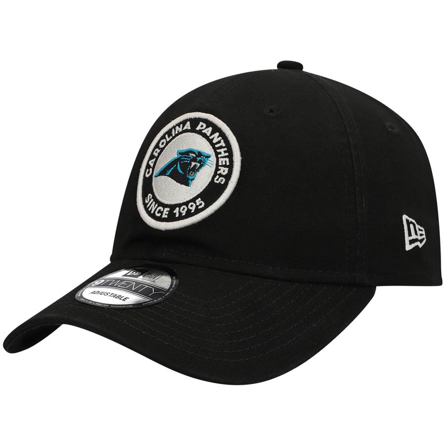 Carolina Panthers New Era Circle Patch 9TWENTY Adjustable Hat - Black