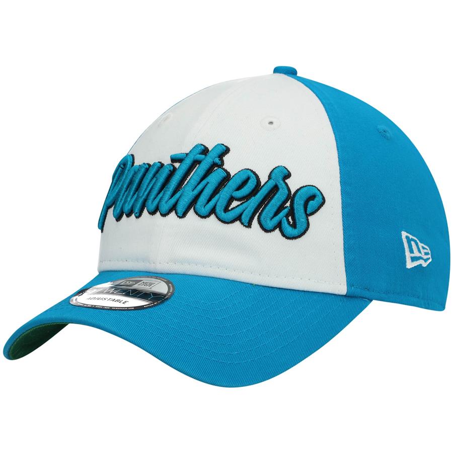 Carolina Panthers New Era Script 9TWENTY Adjustable Hat - White