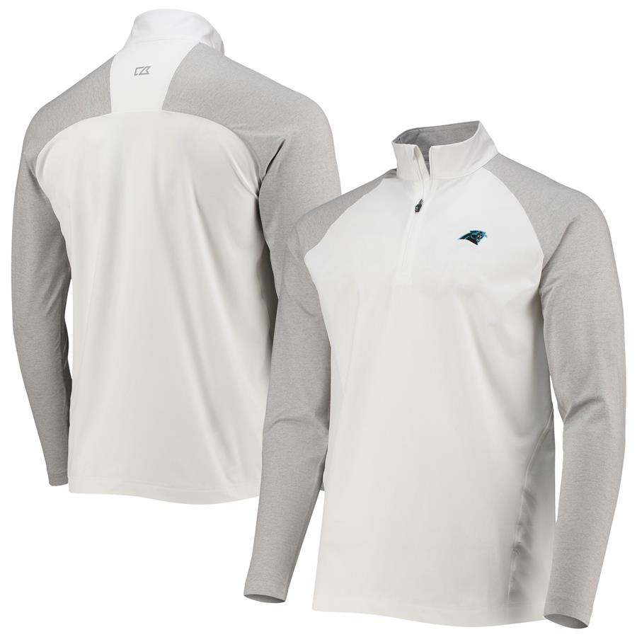 Carolina Panthers Cutter & Buck Response Hybrid DryTec Raglan Quarter-Zip Jacket - White