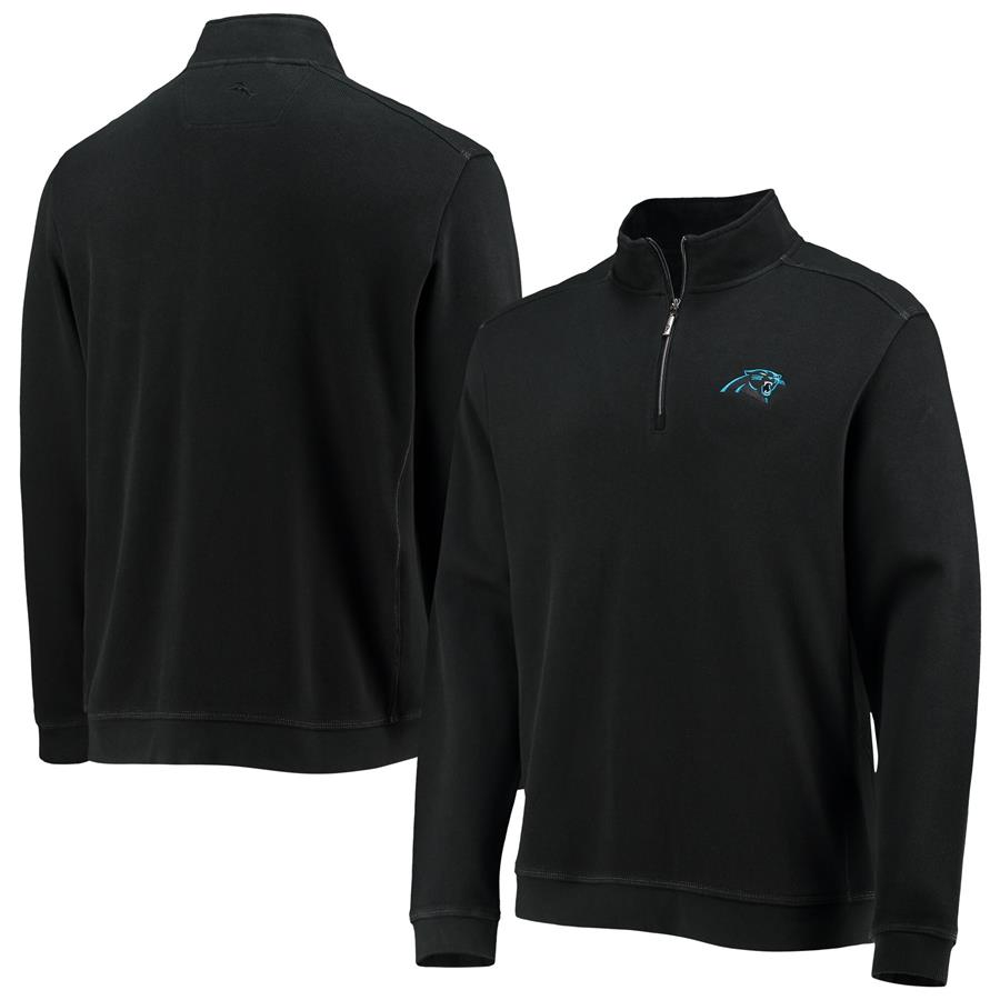 Carolina Panthers Tommy Bahama Nassau Half-Zip Jacket - Black