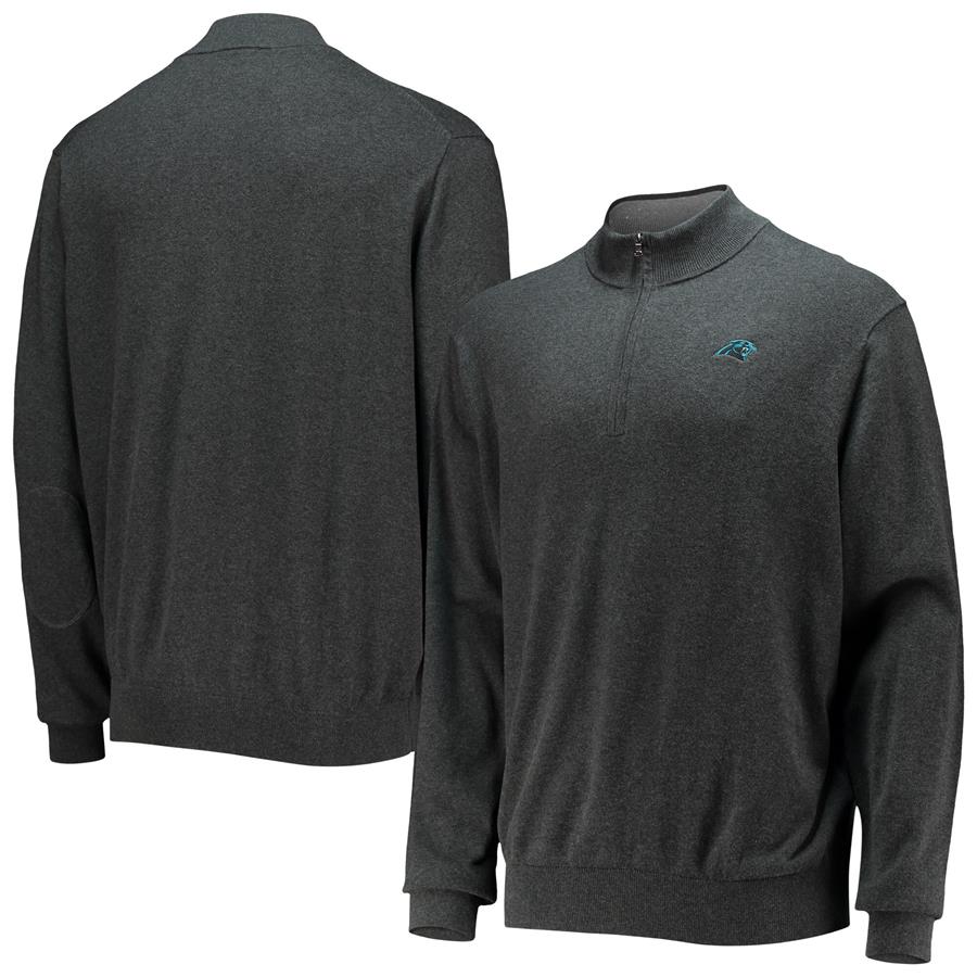 Carolina Panthers Cutter & Buck Lakemont Tri-Blend Quarter-Zip Jacket - Charcoal