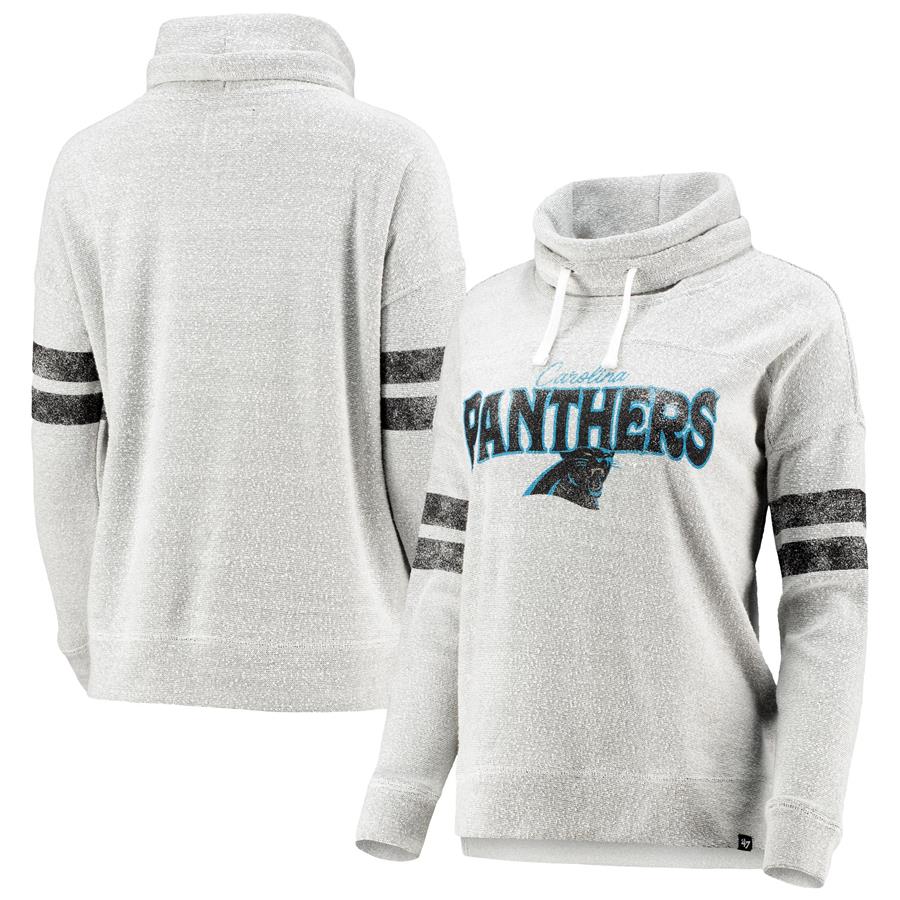 Carolina Panthers '47 Women's Fleece Funnel Neck Pullover Sweatshirt - Gray