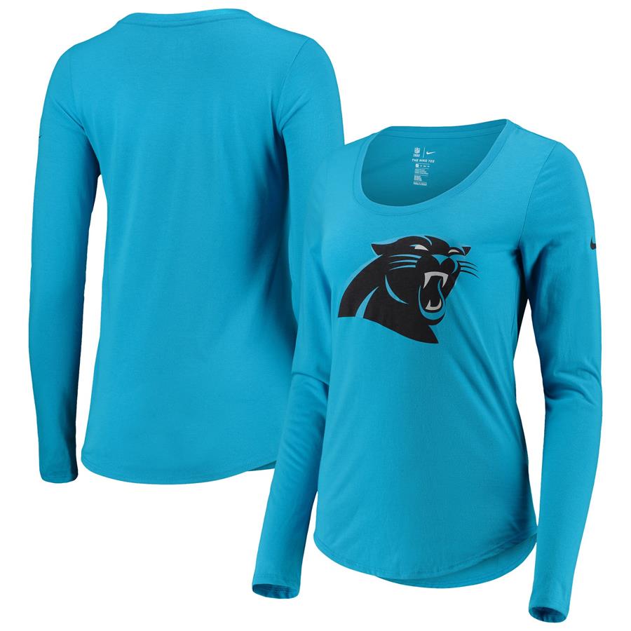 Carolina Panthers Nike Women's Logo Long Sleeve Tri-Blend T-Shirt - Blue