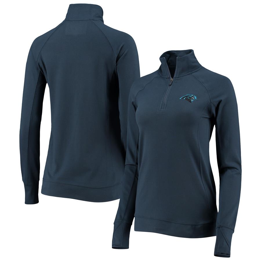 Carolina Panthers Vineyard Vines Women's Jersey Raglan Quarter-Zip Jacket - Navy