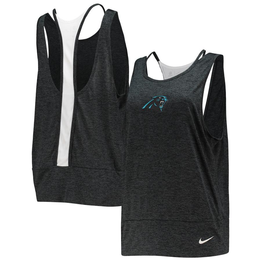 Carolina Panthers Nike Women's Loose Racerback Tank Top - Heathered Black