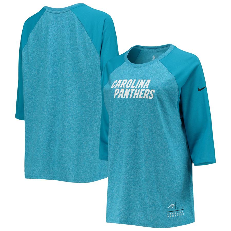Carolina Panthers Nike Women's Marbled Raglan Long Sleeve T-Shirt - Blue