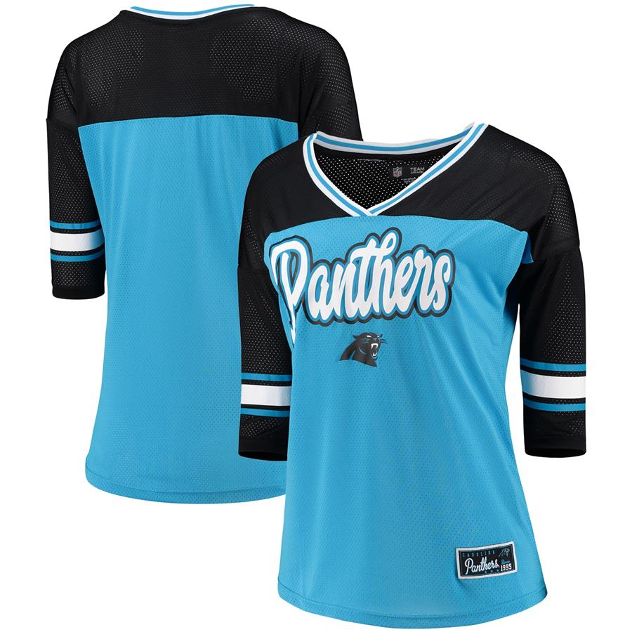 Carolina Panthers 5th & Ocean by New Era Women's Mesh Long Sleeve T-Shirt - Blue