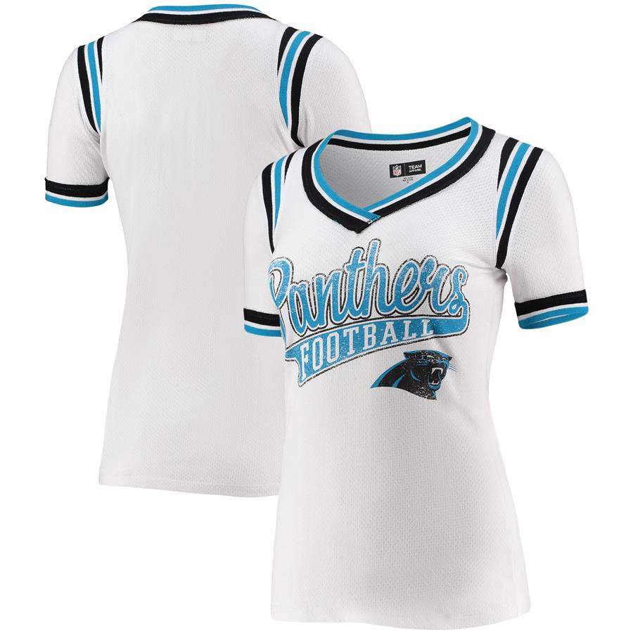Carolina Panthers 5th & Ocean by New Era Women's Mesh V-Neck T-Shirt - White