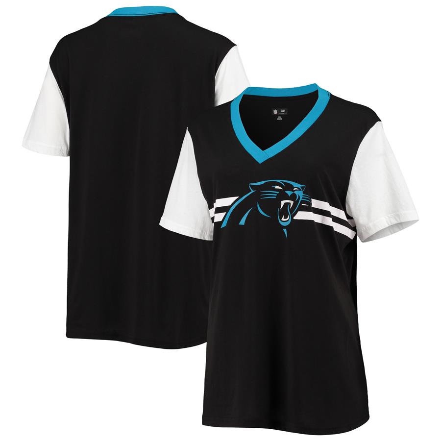 Carolina Panthers G-III Sports by Carl Banks Women's Pass Rush V-Neck T-Shirt - Black