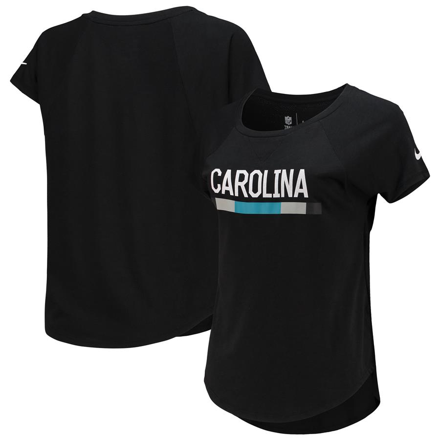Carolina Panthers Nike Women's Modern Fan Raglan Performance Tri-Blend T-Shirt- Black