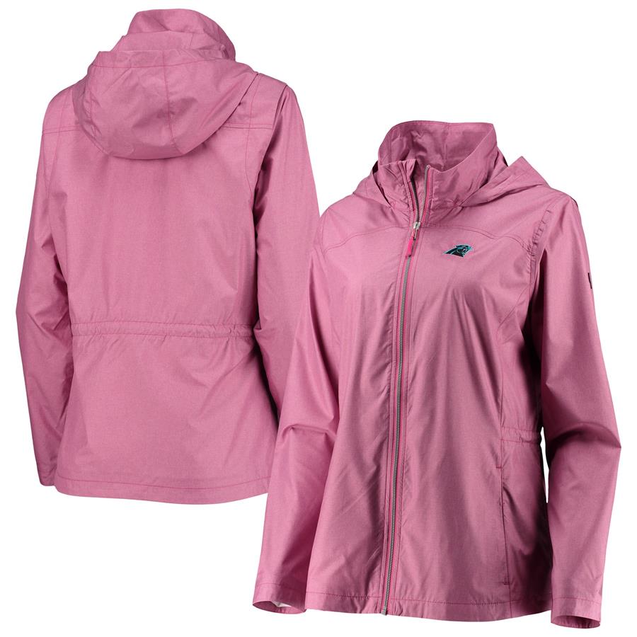 Carolina Panthers Cutter & Buck Women's Packable Full-Zip WeatherTec Jacket - Pink