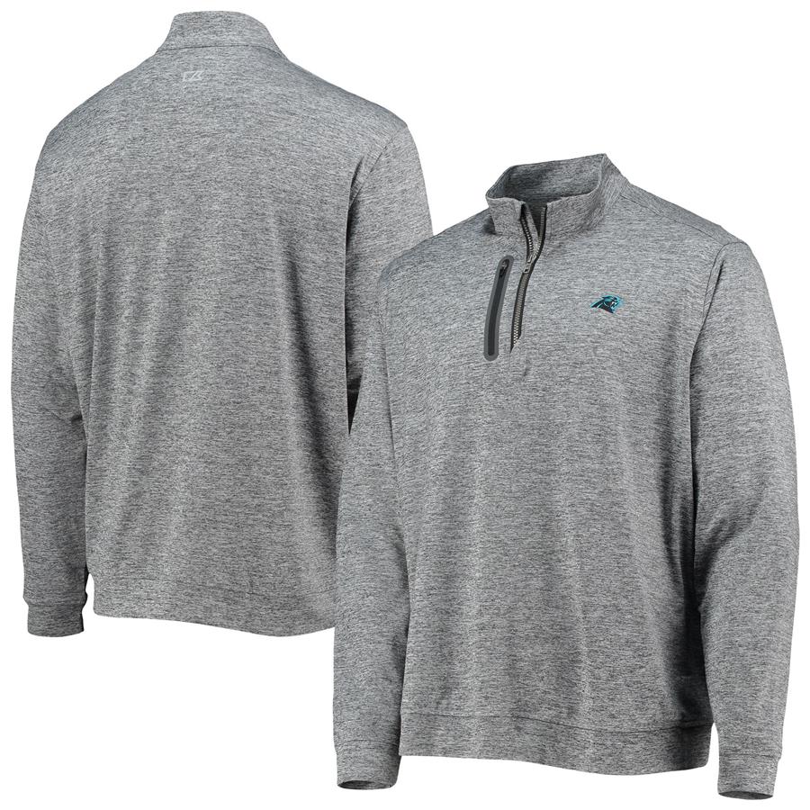Carolina Panthers Cutter & Buck Stealth DryTec Quarter-Zip Jacket - Heathered Gray