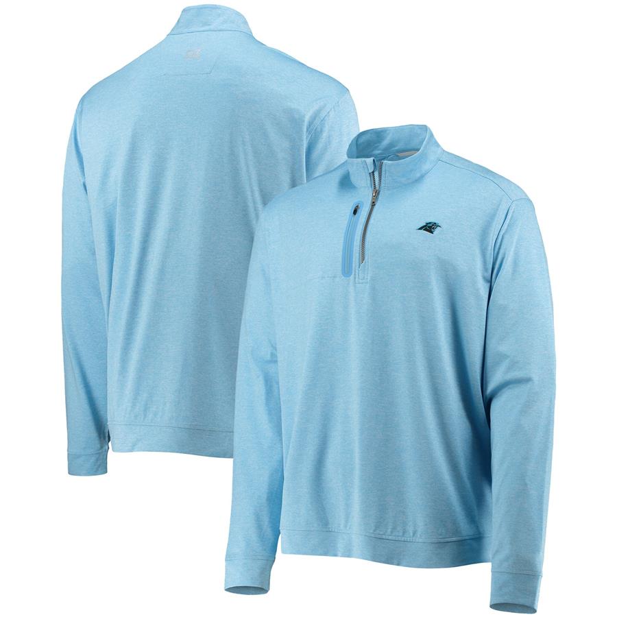 Carolina Panthers Cutter & Buck Stealth DryTec Quarter-Zip Jacket - Light Blue