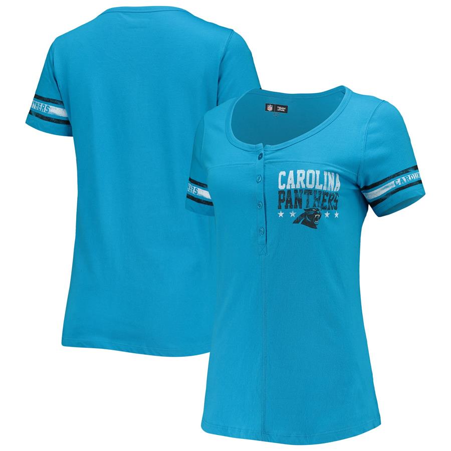 Carolina Panthers 5th & Ocean by New Era Women's Pocket Scoop Neck T-Shirt - Blue