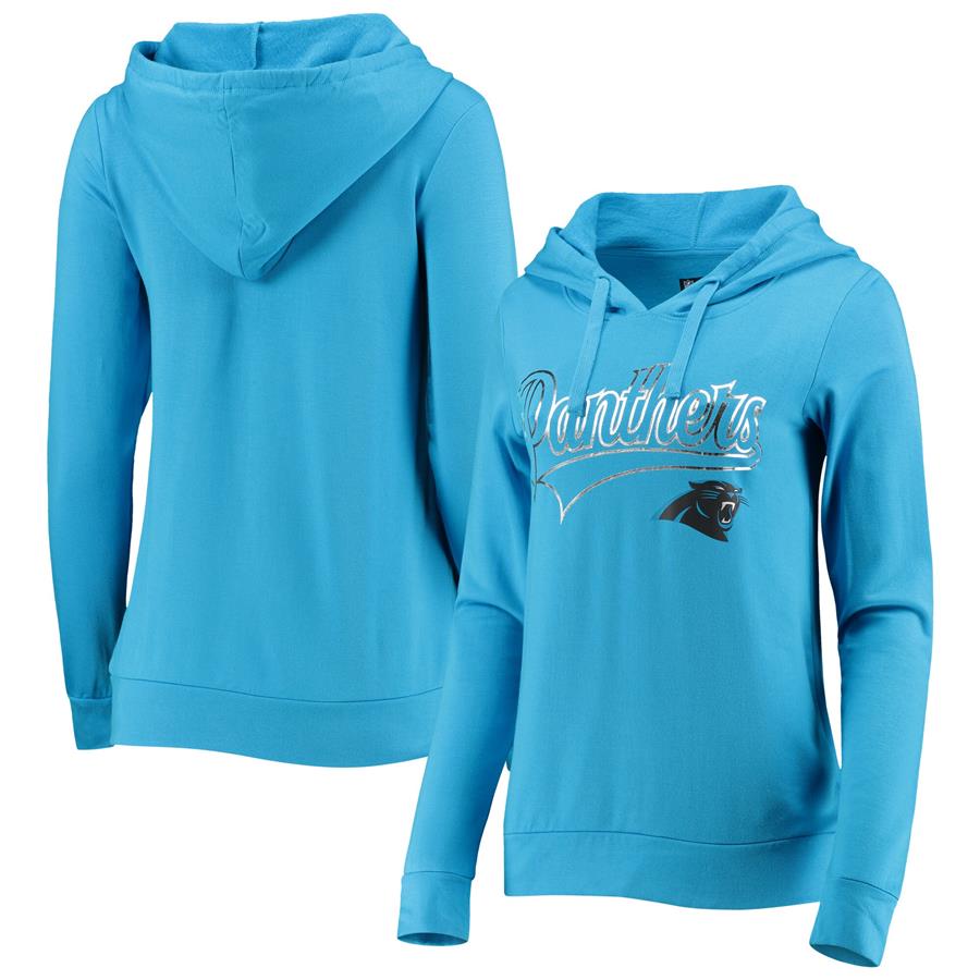 Carolina Panthers 5th & Ocean by New Era Women's Fleece Pullover Hoodie - Blue