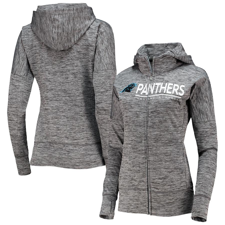 Carolina Panthers G-III Sports by Carl Banks Women's Receiver Space-Dye Full-Zip Hoodie - Charcoal