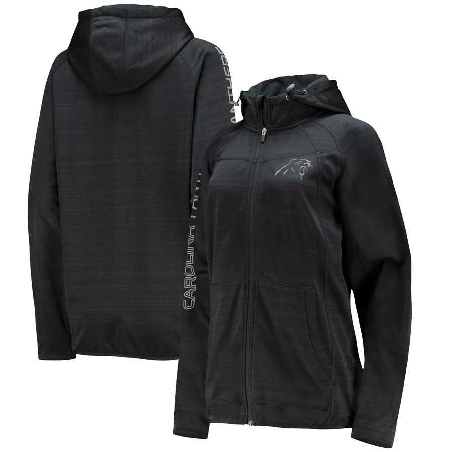 Carolina Panthers G-III Sports by Carl Banks Women's Replay Raglan Full-Zip Fleece Jacket - Black