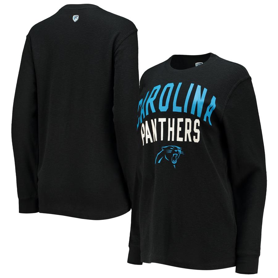 Carolina Panthers Hands High Women's Ringer Long Sleeve T-Shirt - Black