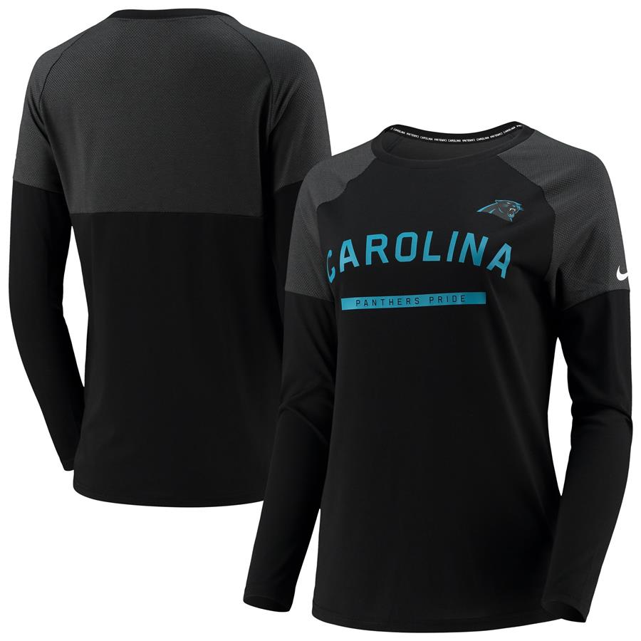 Carolina Panthers Nike Women's Tailgate Performance Raglan Long Sleeve T-Shirt - Black