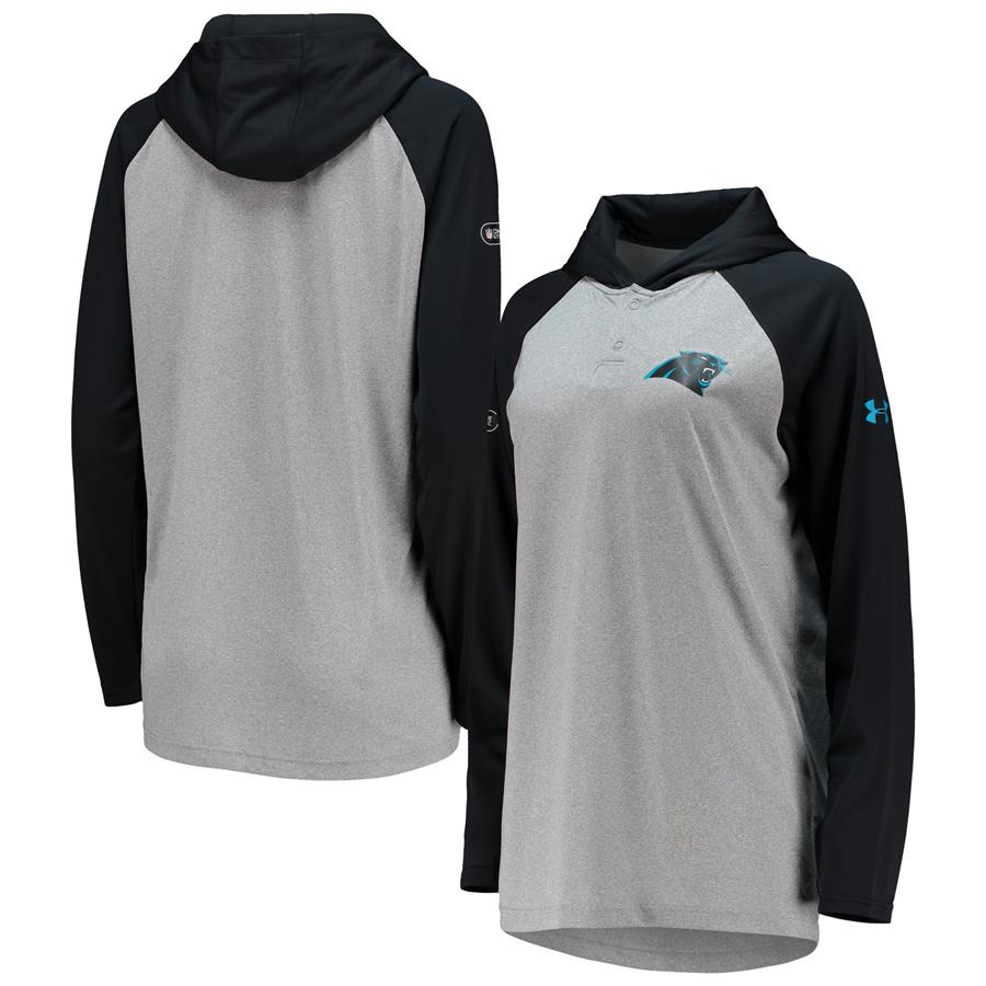 Carolina Panthers Under Armour Women's Tech Performance Raglan Long Sleeve Hoodie T-Shirt - Gray