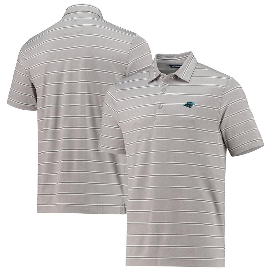 Carolina Panthers Cutter & Buck Forge Striped DryTec Polo - Gray