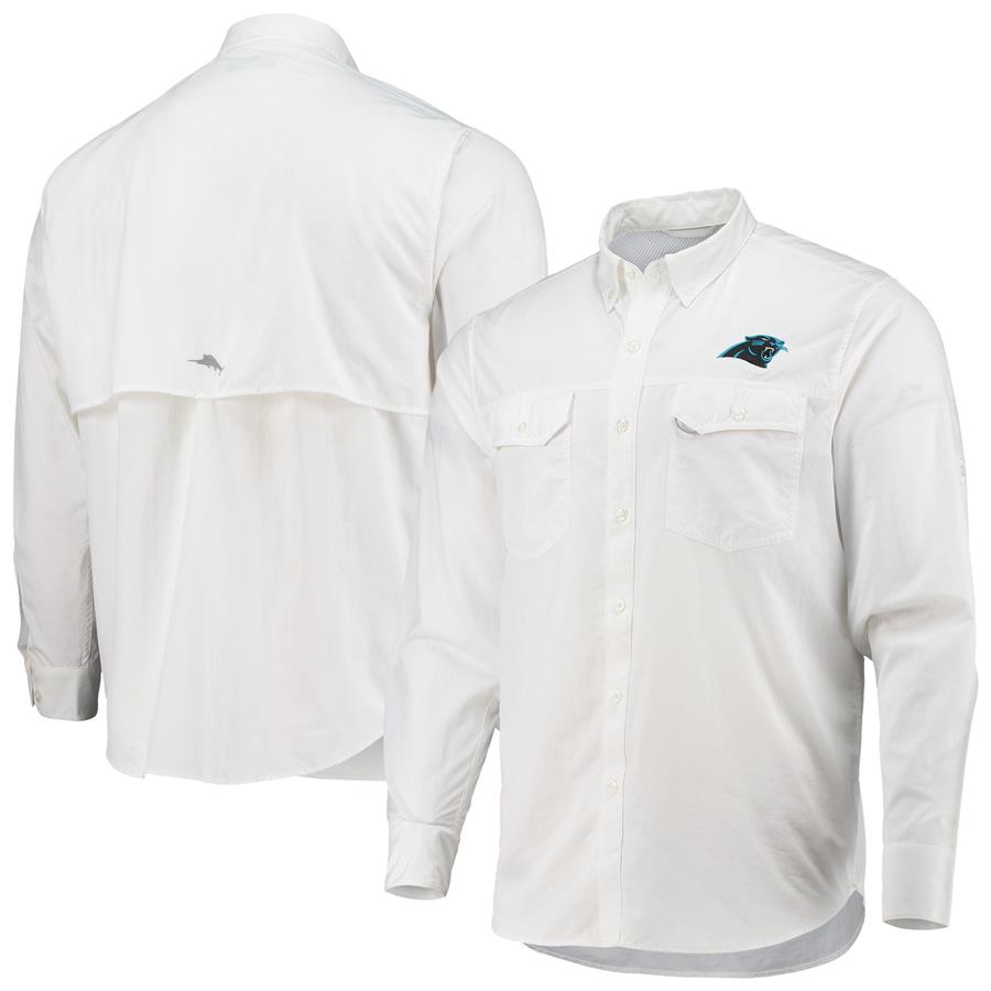 Carolina Panthers Tommy Bahama Reel Deel IslandZone Long Sleeve Button-Down Shirt - White