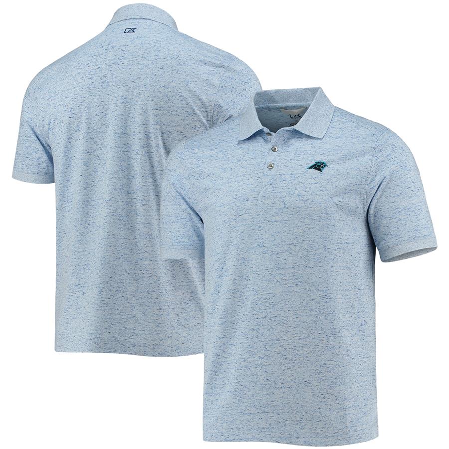 Carolina Panthers Cutter & Buck DryTec Space-Dye Tri-Blend Polo - Blue