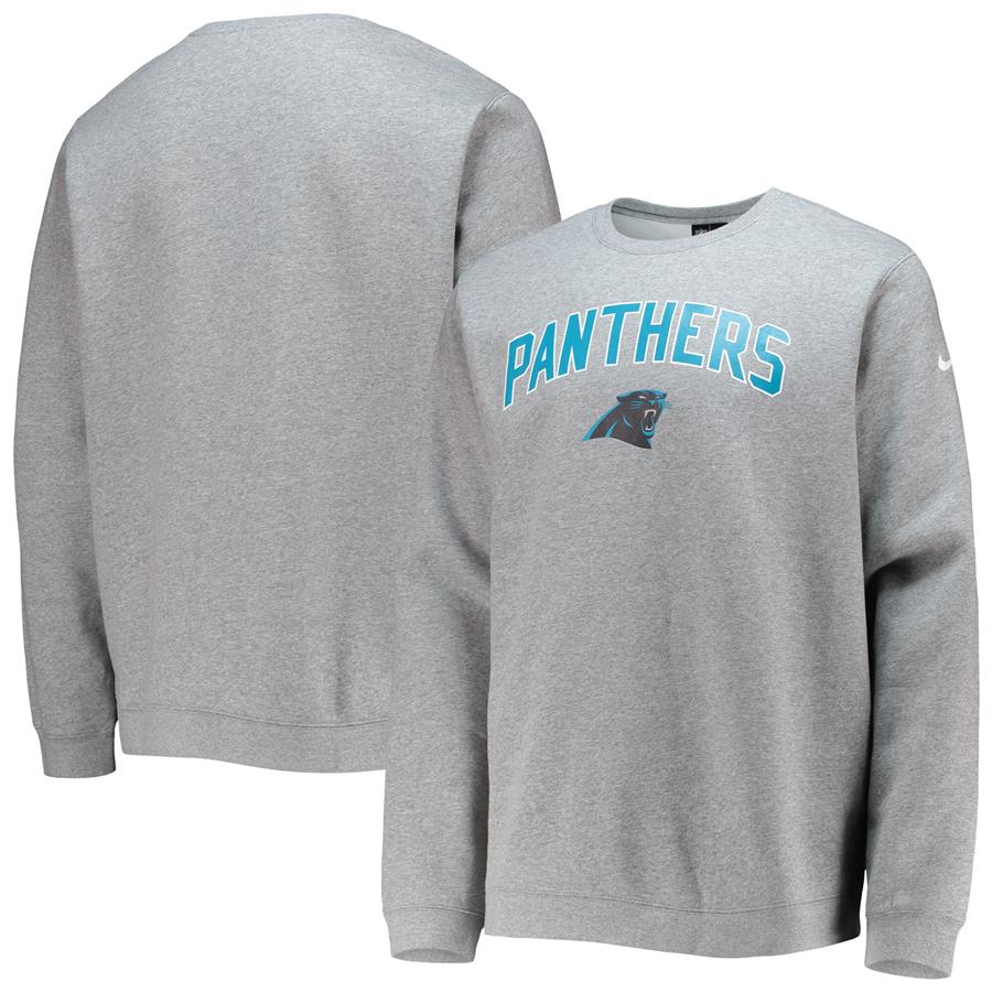 Carolina Panthers Nike Club Fleece Crew Neck Sweatshirt - Heathered Gray