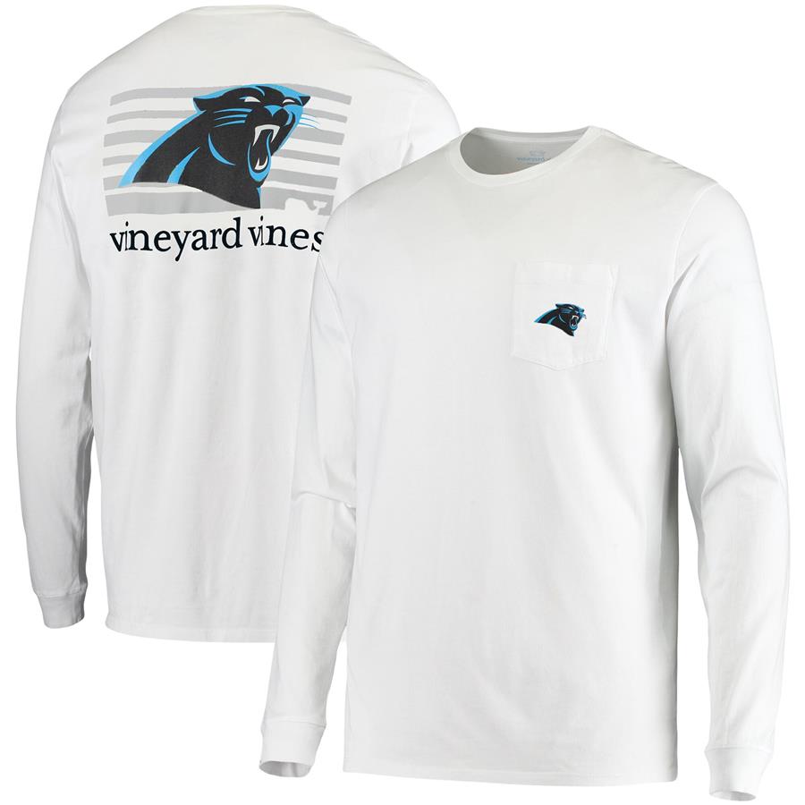 Carolina Panthers Vineyard Vines Block Stripe Long Sleeve T-Shirt - White